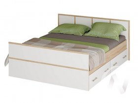 Двуспальная кровать 1,4м Сакура (дуб сонома/белый) в Мочище - mochishche.mebel-nsk.ru | фото