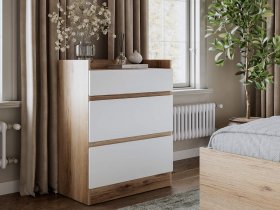 Комод 3 ящика Брауни (дуб делано/белый) в Мочище - mochishche.mebel-nsk.ru | фото