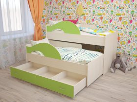 Кровать детская двухуровневая Радуга 80*160 в Мочище - mochishche.mebel-nsk.ru | фото