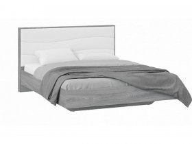Кровать двуспальная 1,6 м «Миранда» Тип 1 (Дуб Гамильтон/Белый глянец) в Мочище - mochishche.mebel-nsk.ru | фото