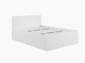 Кровать двуспальная с ящиками 1,4м Мадера-М1400 (белый) в Мочище - mochishche.mebel-nsk.ru | фото