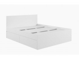 Кровать двуспальная с ящиками 1,6м Мадера-М1600 (белый) в Мочище - mochishche.mebel-nsk.ru | фото