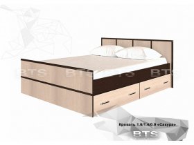 Кровать двуспальная с ящиками 1,6м Сакура (BTS) в Мочище - mochishche.mebel-nsk.ru | фото