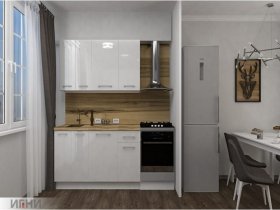 Кухонный гарнитур МДФ Выгодно и точка 1,5 м (белый глянец) в Мочище - mochishche.mebel-nsk.ru | фото