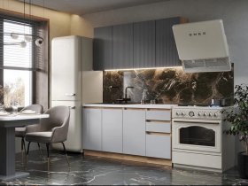 Кухонный гарнитур Ника 1,6 м (графит/серый софт) в Мочище - mochishche.mebel-nsk.ru | фото