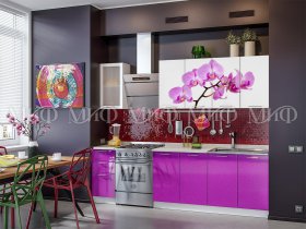 Кухонный гарнитур Орхидея (фиолетовый) в Мочище - mochishche.mebel-nsk.ru | фото