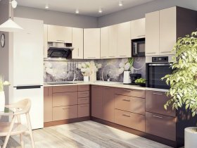 Модульная кухня Классика (ваниль/шоколад) в Мочище - mochishche.mebel-nsk.ru | фото