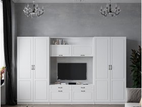 Модульная стенка Апполия (белый/белый дуб) в Мочище - mochishche.mebel-nsk.ru | фото