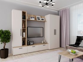Модульная стенка Верона (сатин/дуб крафт серый) в Мочище - mochishche.mebel-nsk.ru | фото
