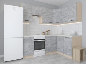 Модульная угловая кухня 1,4м*2,1м Лада (цемент) в Мочище - mochishche.mebel-nsk.ru | фото
