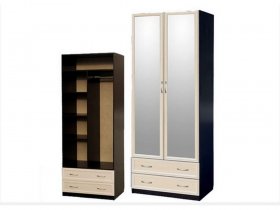 Шкаф двухстворчатый с ящиками с 2-мя зеркалами  (профиль МДФ) в Мочище - mochishche.mebel-nsk.ru | фото