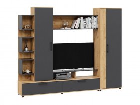 Стенка «Дакота» (дуб крафт золотой/антрацит) в Мочище - mochishche.mebel-nsk.ru | фото