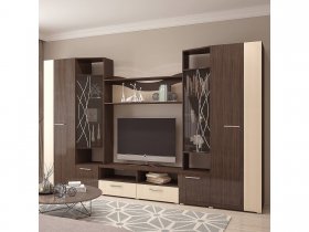 Стенка Гамма (дуб венге/дуб молочный) в Мочище - mochishche.mebel-nsk.ru | фото