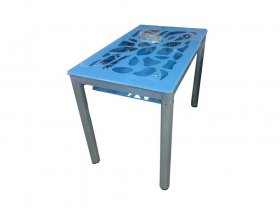 Стол обеденный В 828-2 (стекло голубое) в Мочище - mochishche.mebel-nsk.ru | фото
